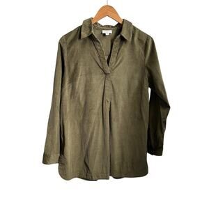 J. Jill Lightweight Corderoy Relaxed Fit Olive Green Tunic Women's Size Small